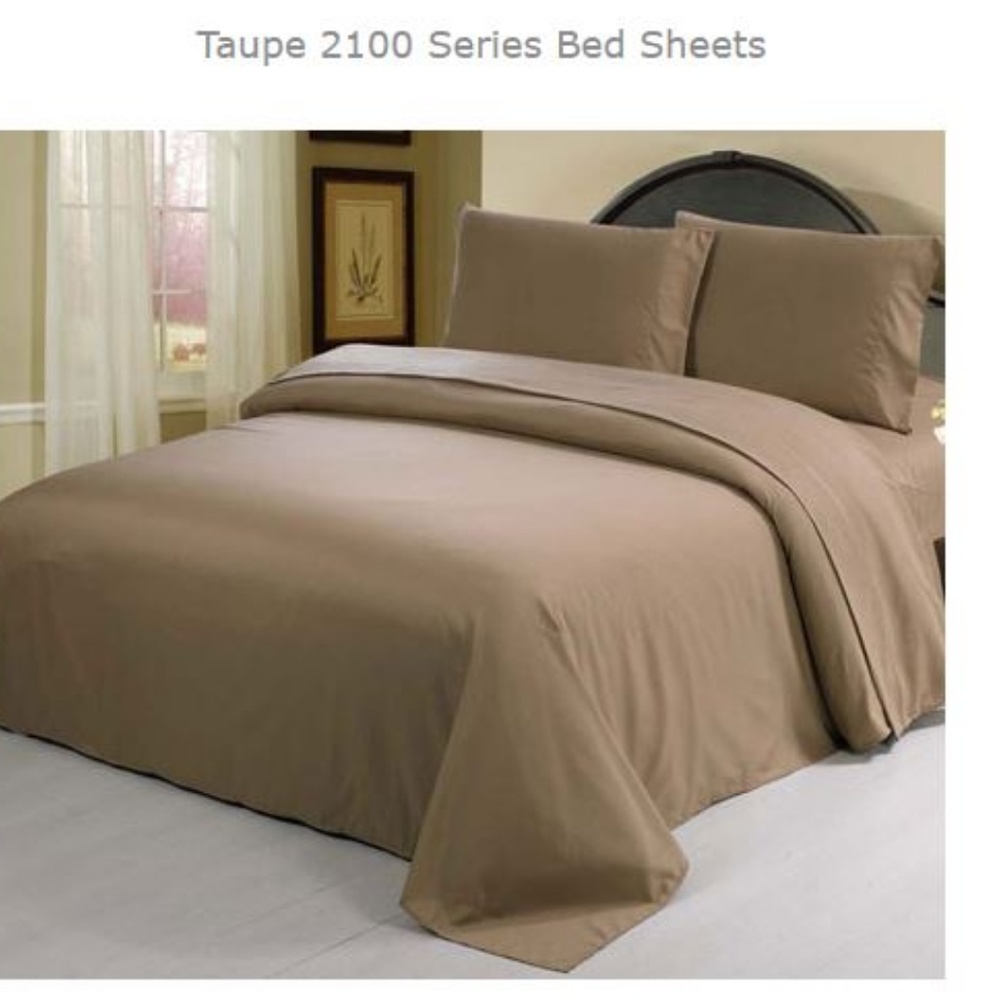 Queen Size Taupe Egyptian Flat Fitted Sheet Set